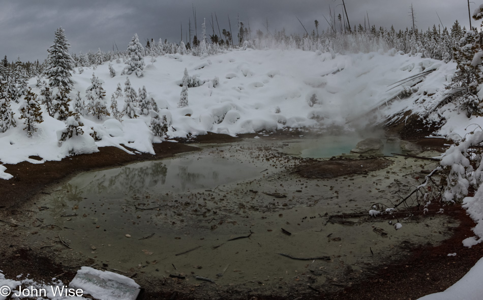 Winter at Norris Geyser Basin in Yellowstone National Park, Wyoming