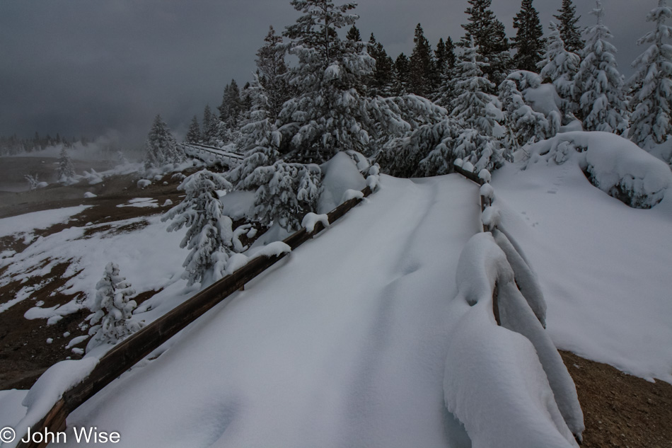 Winter at Norris Geyser Basin in Yellowstone National Park, Wyoming