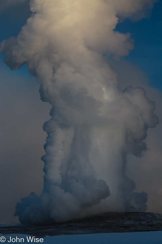Old Faithful Geyser erupting in Yellowstone National Park, Wyoming
