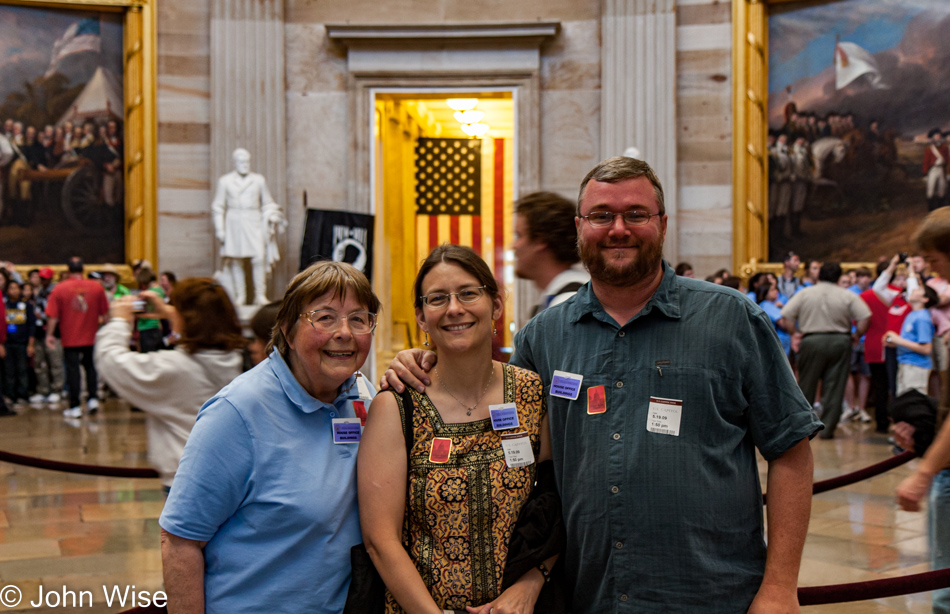 Caroline Wise, John Wise, and Jutta Engelhardt inside the U.S. Capitol building in Washington D.C.