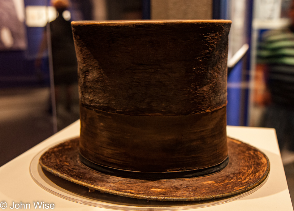 The top hat worn by Abraham Lincoln the evening he was assassinated. National Museum of American History at the Smithsonian in Washington D.C.