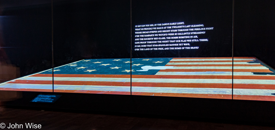 The U.S. flag that flew over Fort McHenry that inspired our national anthem at the National Museum of American History at the Smithsonian in Washington D.C.