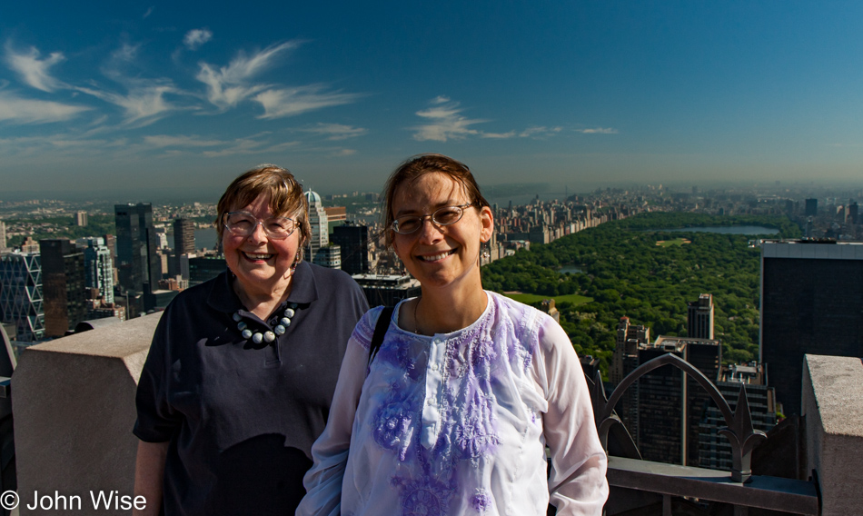 Jutta Engelhardt and Caroline Wise on Rockefeller Center in front of Central Park, New York City