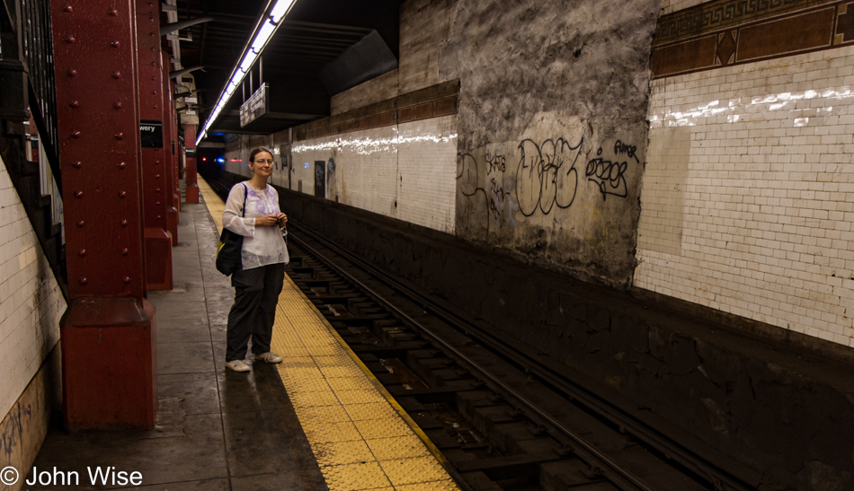 Caroline Wise at a subway station in New York City