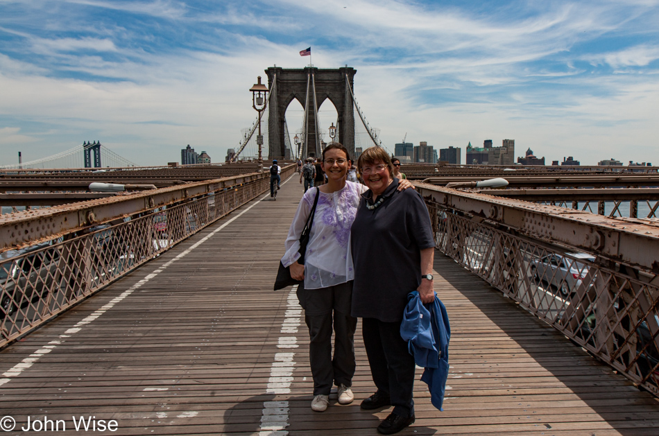 Caroline Wise and Jutta Engelhardt on the Brooklyn Bridge in New York City
