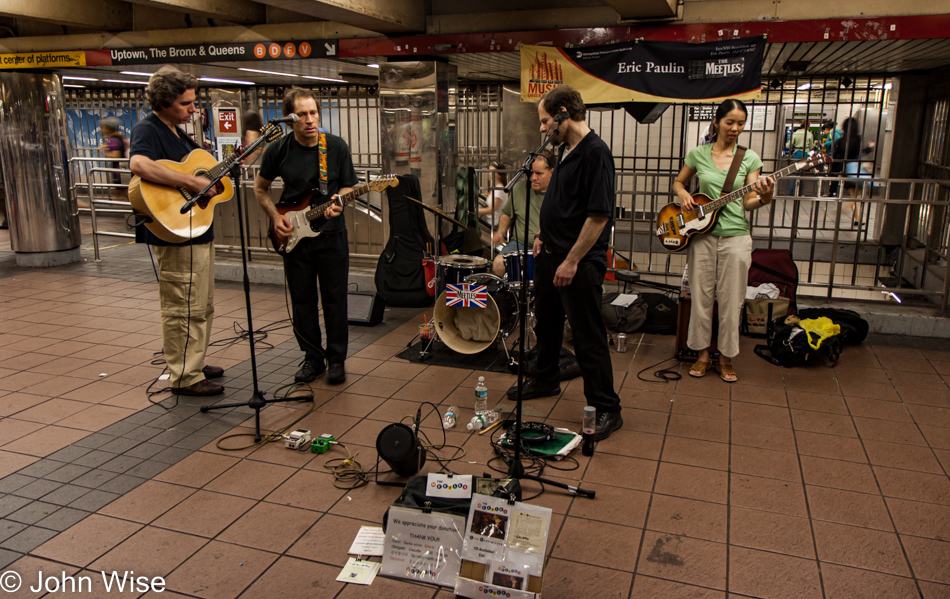 The Meetles band playing the subway in New York City