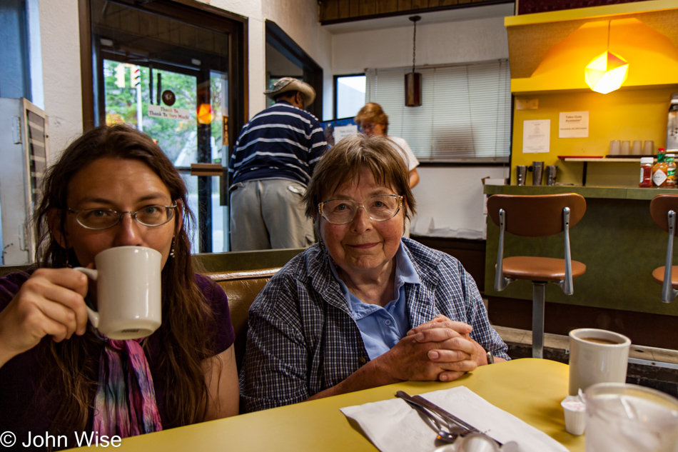 Caroline Wise and Jutta Engelhardt at the Why Coffee Shop in Niagara Falls, New York 
