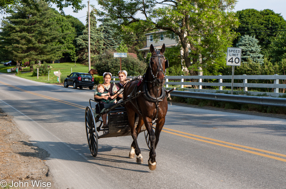 Amish girls in Leacock Township, Pennsylvania