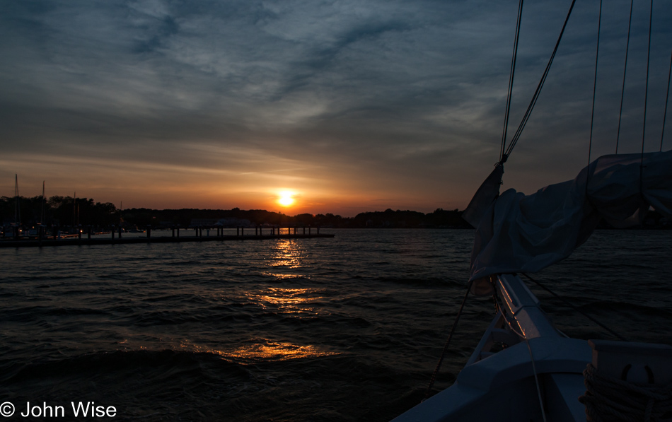 Approaching Tilghman Island from onboard a Skipjack on the Chesapeake Bay in Maryland