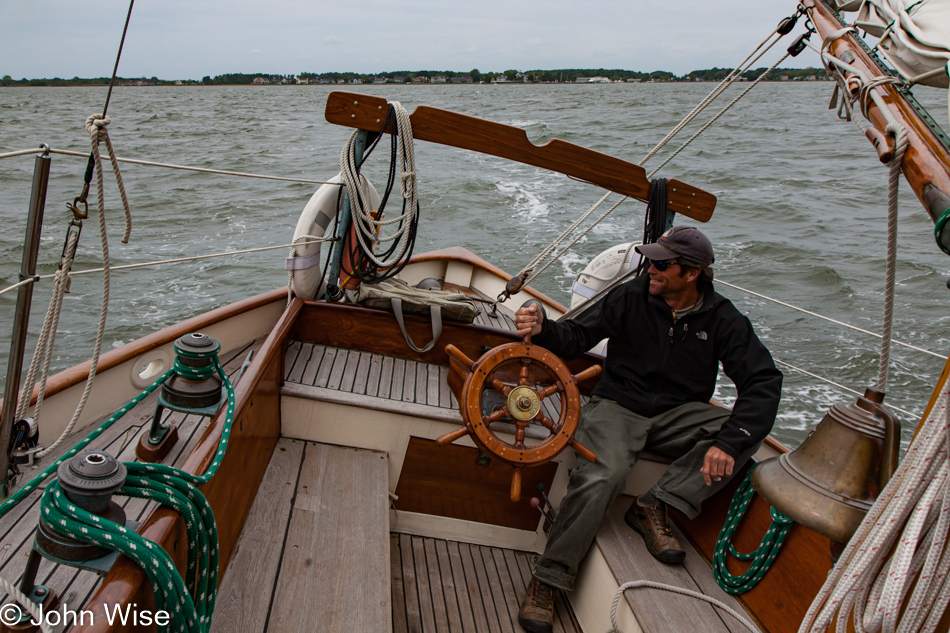 Sailing the Lady Patty on the Choptank river part of the Chesapeake Bay in Maryland