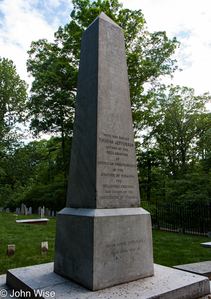 Thomas Jefferson's grave at Monticello in Charlottesville, Virginia 