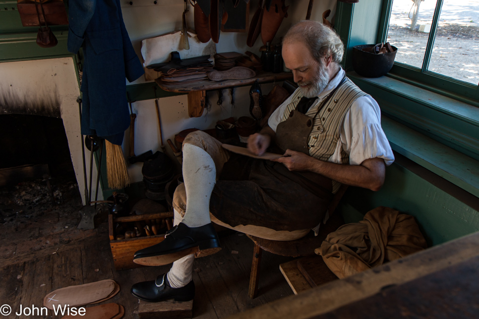 Shoemaker in Colonial Williamsburg, Virginia