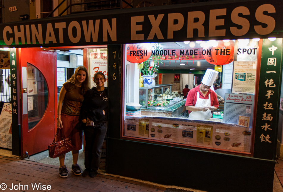 Jessica Aldridge and Caroline Wise in China Town in Washington D.C.