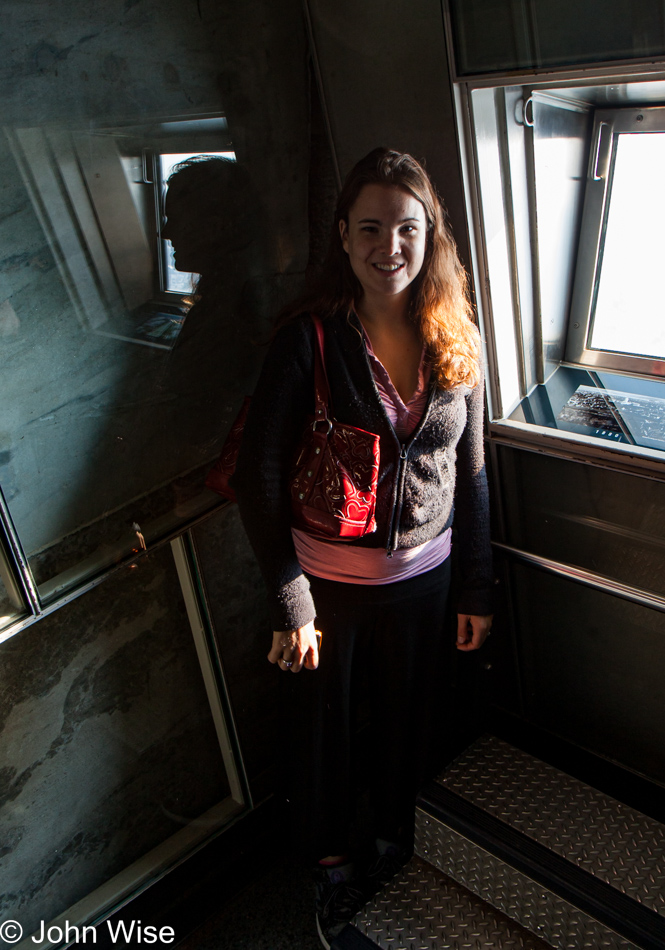 Jessica Aldridge in the Washington Monument in Washington D.C.