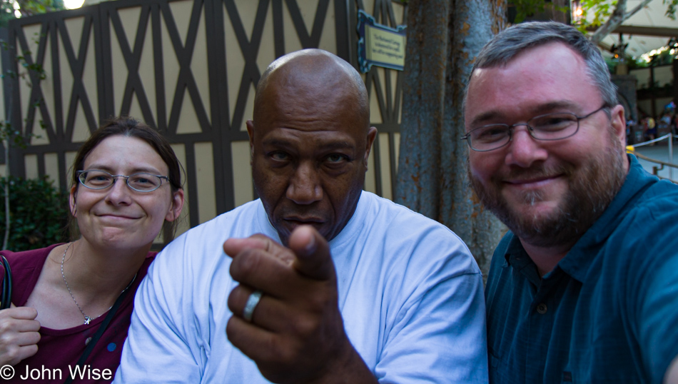 Caroline Wise, Tommy "Tiny" Lister, and John Wise at Disneyland in Anaheim, California
