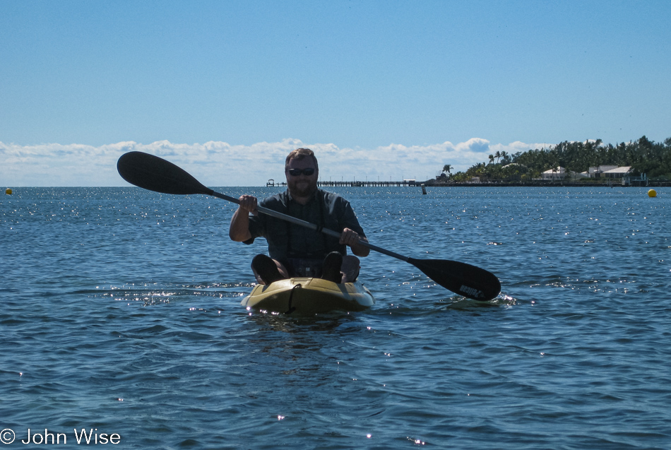 John Wise kayaking on the Atlantic Ocean in Florida