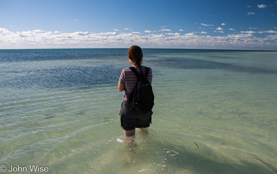 Caroline Wise standing in the Atlantic ocean off Islamorada Key in south Florida