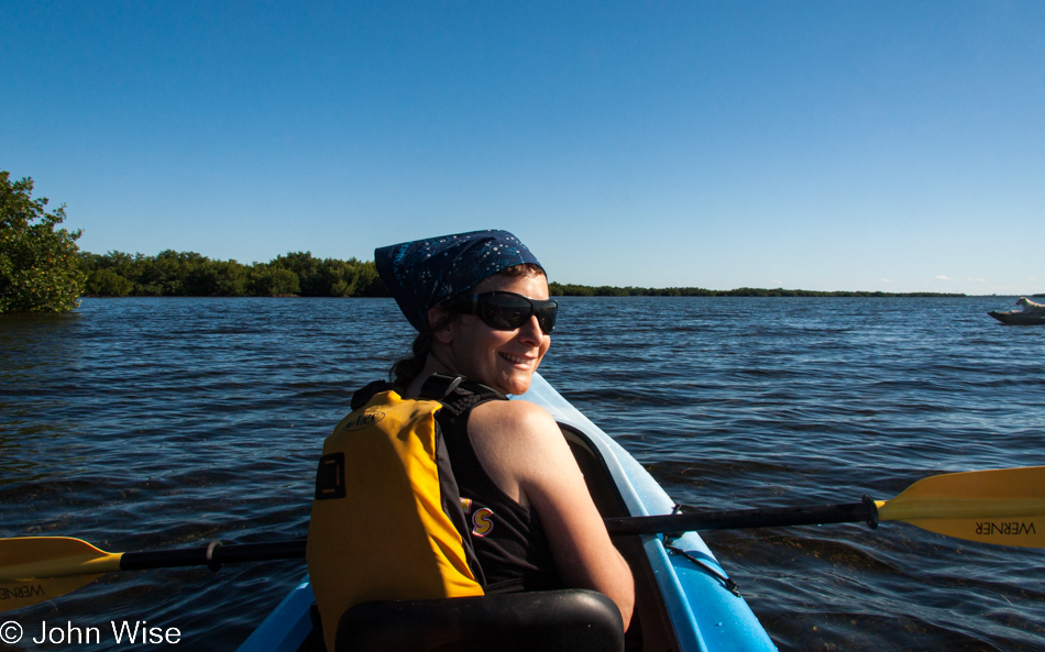 Caroline Wise in a kayak for a back country tour led by Bill Keogh of Big Pine Kayak Adventures