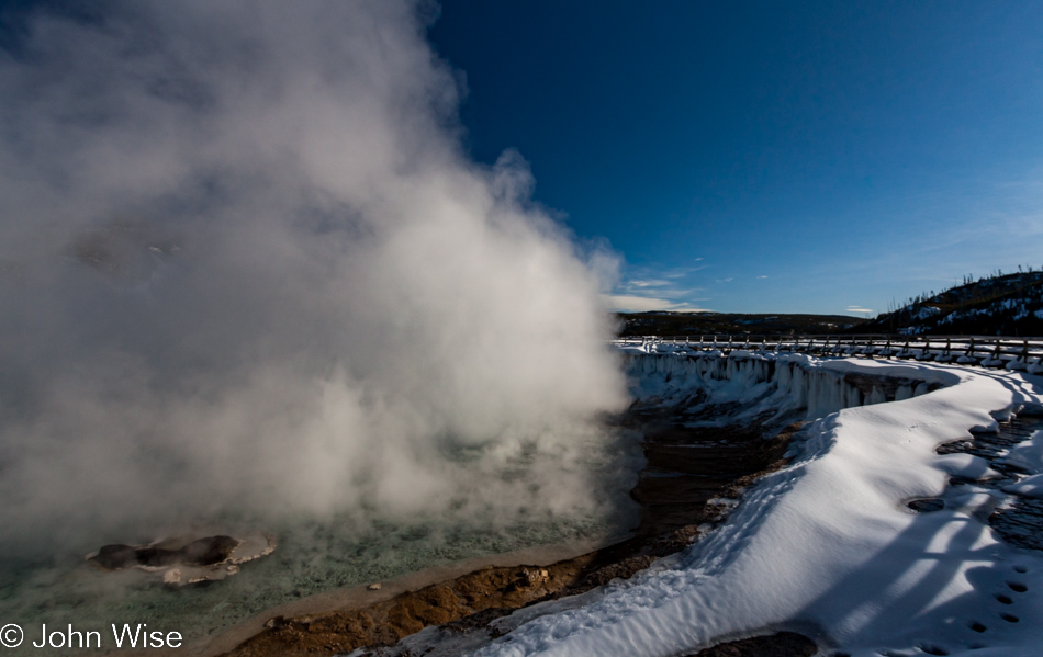 Excelsior Geyser during winter at Midway Geyser Basin in Yellowstone National Park January 2010