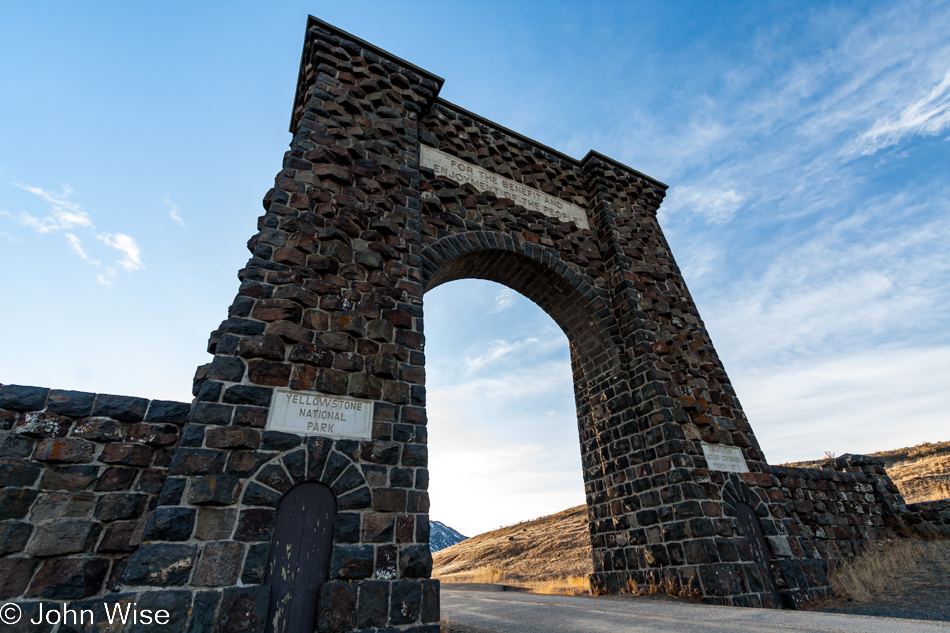 Roosevelt Arch at the north entrance of Yellowstone National Park January 2010
