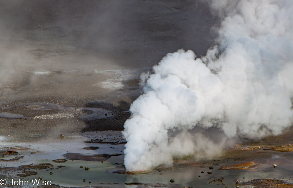 Fumarole at Porcelain Basin part of the Norris Geyser Basin in Yellowstone National Park January 2010