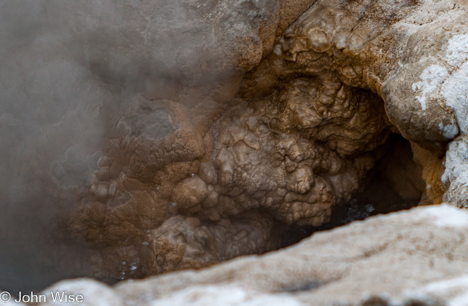 Close-up detail inside Oval Spring on the Upper Geyser Basin in Yellowstone National Park January 2010