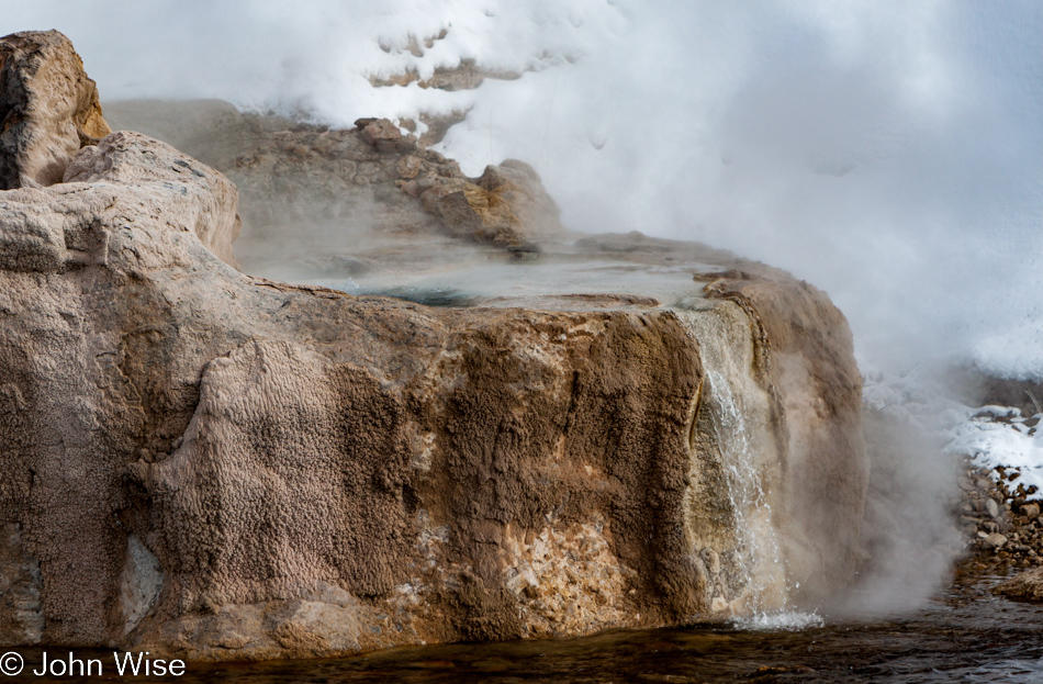 Section of Riverside Geyser on the Upper Geyser Basin in Yellowstone National Park January 2010