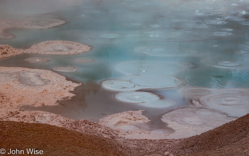 Mud pots at Fountain Paint Pots on the Lower Geyser Basin in Yellowstone National Park January 2010