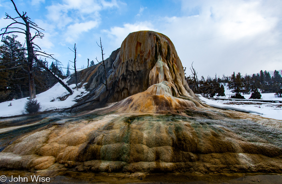 Orange Spring Mound on the Upper Terrace at Mammoth Hot Springs in Yellowstone National Park January 2010