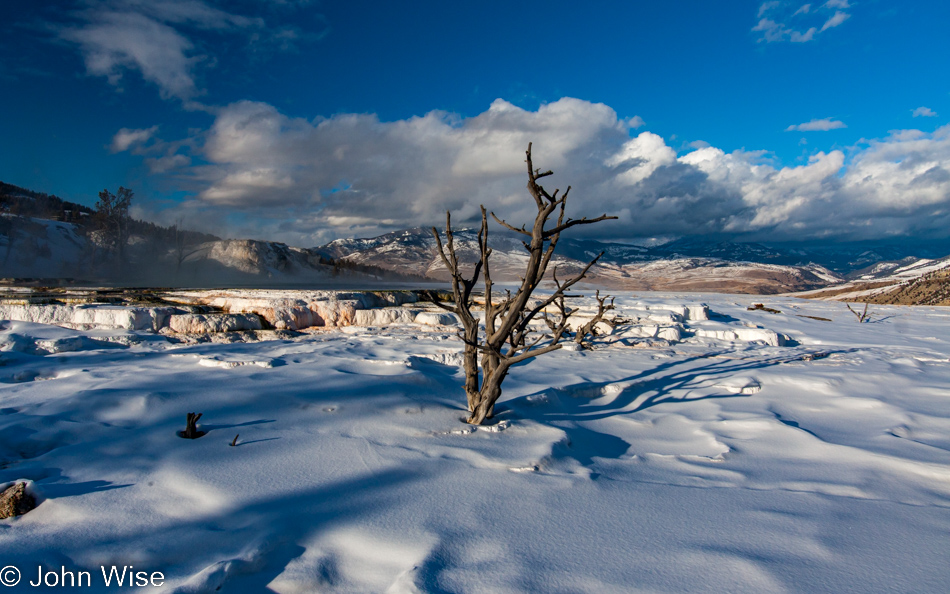 Looking north towards the Gallatin Range from Mammoth Hot Springs in Yellowstone National Park January 2010