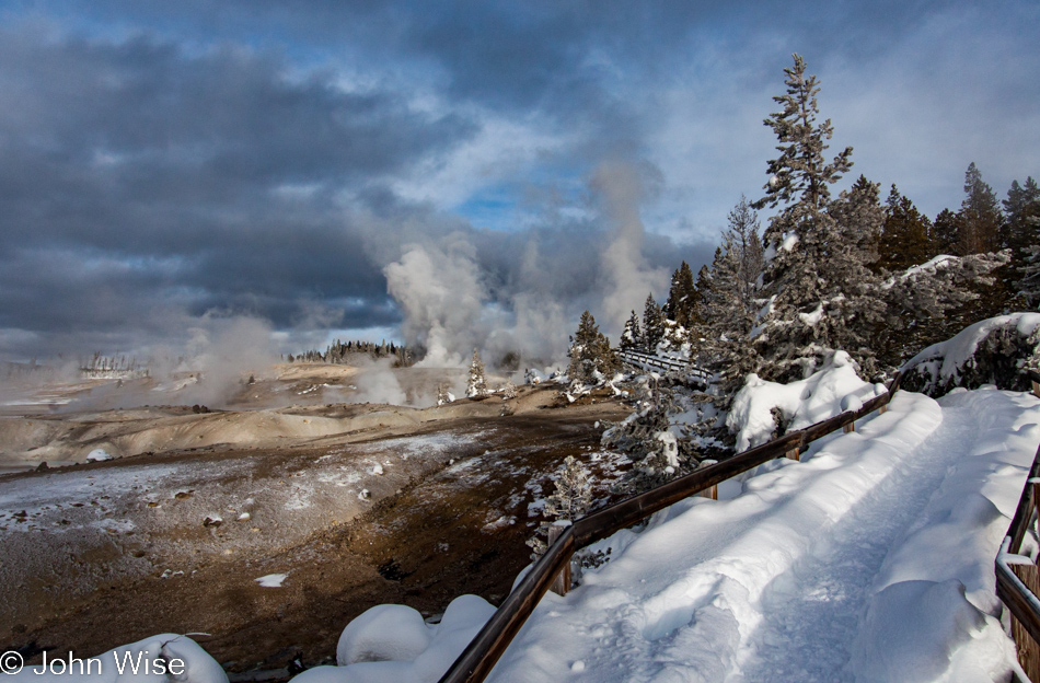 Fumaroles at Norris Geyser Basin in Yellowstone National Park January 2010