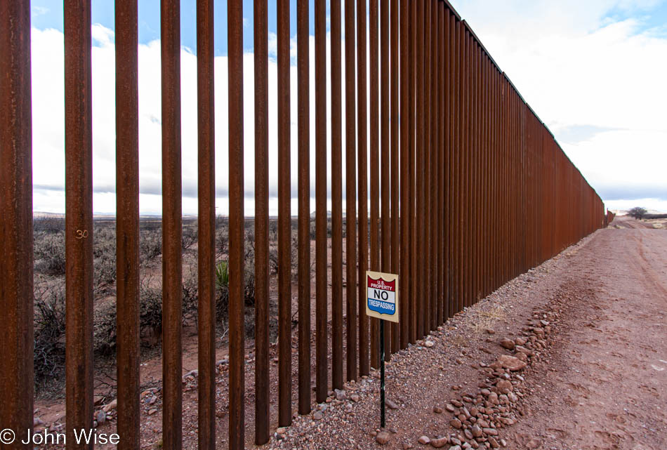 Border fence between Mexico and the United States, south of Bisbee, Arizona