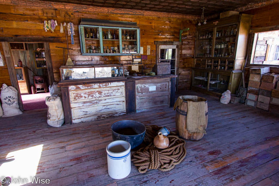 Inside an old grocery store at Castle Dome Ghost Town in western Arizona