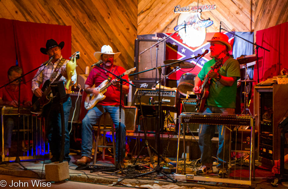 The local band knocking out some tunes for the visitors of Mexican Hat Lodge and the Home of the Swinging Steak in Mexican Hat, Utah
