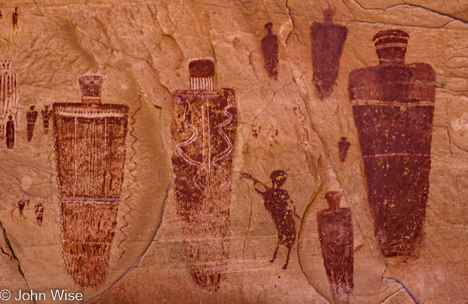Pictograph rock art at the Great Gallery in Horseshoe Canyon at Canyonlands National Park in Utah
