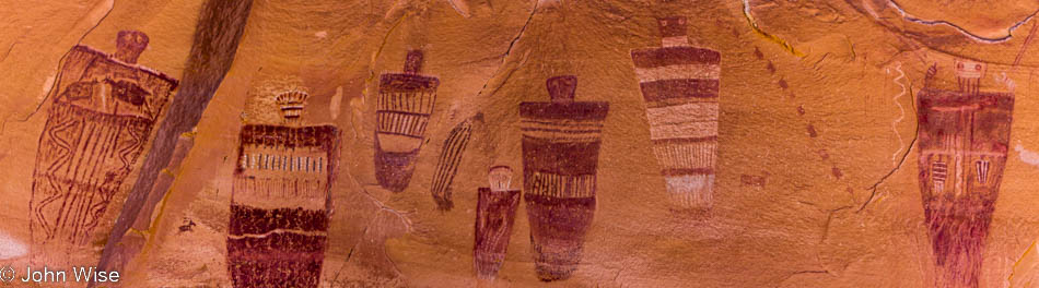 Pictograph rock art at the Great Gallery in Horseshoe Canyon at Canyonlands National Park in Utah