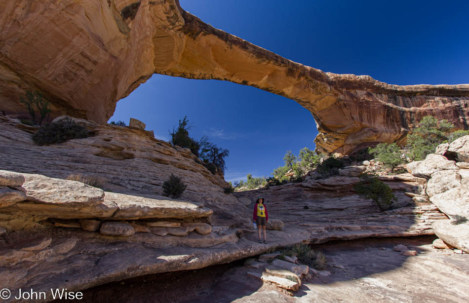 Underneath the Owachomo bridge in Natural Bridges National Monument in Utah