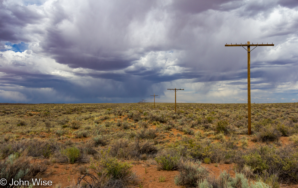 The now dirt roadbed where the historic Route 66 once was at the Petrified National Park in Arizona