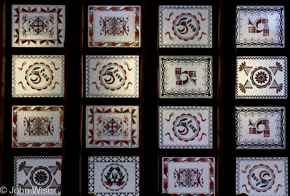 Detail of glass ceiling panels at the Painted Desert Inn National Historic Landmark in Petrified Forest National Park, Arizona