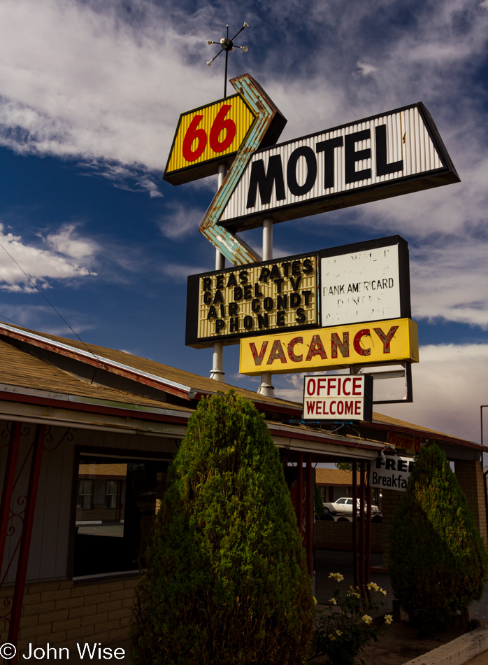 The sign for the 66 Motel in Holbrook, Arizona