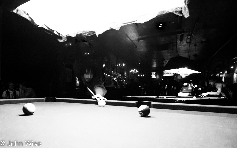 Joe Cunningham playing pool at the Surly Wench on 4th Avenue in Tucson, Arizona