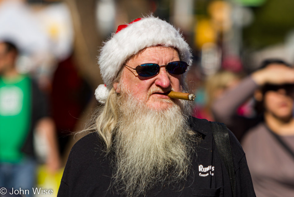 Angry cigar smoking Santa Claus in Tucson, Arizona