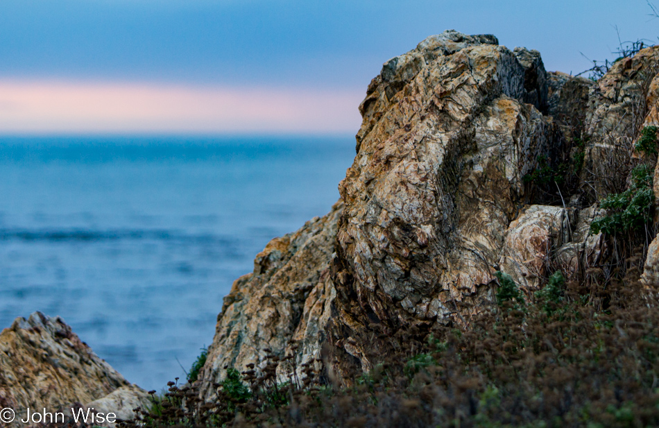 Rocks and ocean in Pacific Valley near Big Sur, California