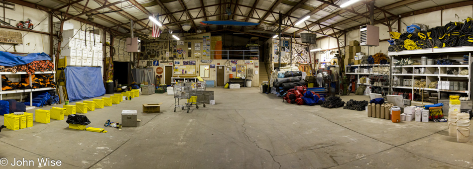 Inside the Western River Expeditions warehouse in Fredonia, Arizona