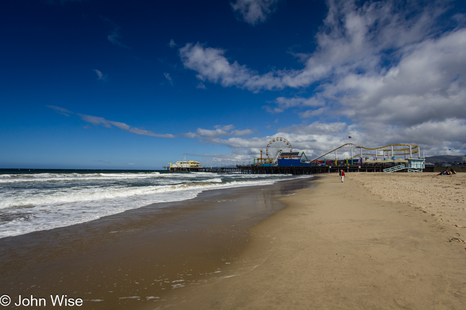 On the south side of the pier at Santa Monica beach 