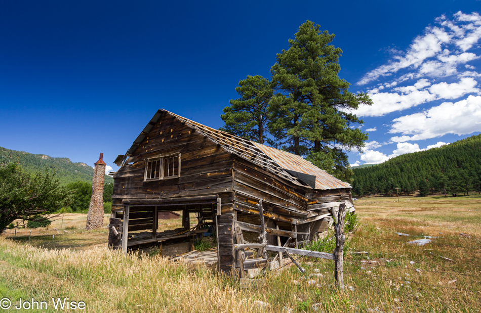 An bunk house that is part barn falling to bits on the road to Vallecito Reservoir in Bayfield, Colorado