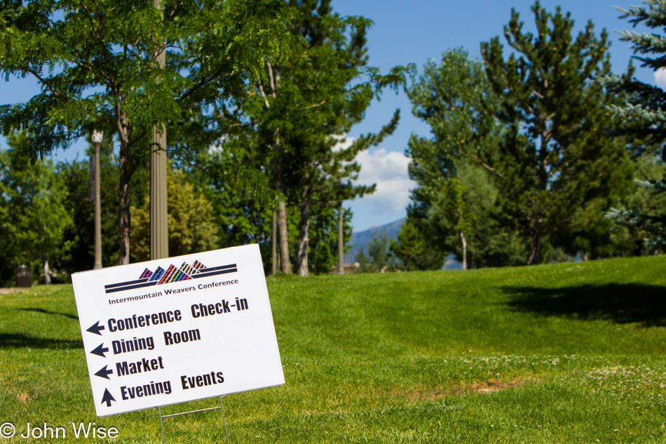 Sign directing attendees to the 2011 Intermountain Weavers Conference in Durango, CO