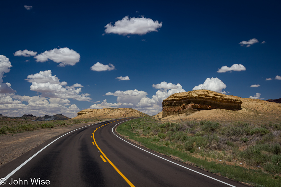 A curve in the road on the Navajo Reservation in Arizona