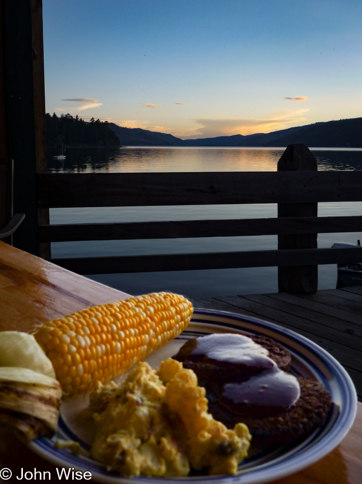 Dinner on the dock at Five Branches Camper Park on Vallecito Reservoir in Bayfield, Colorado