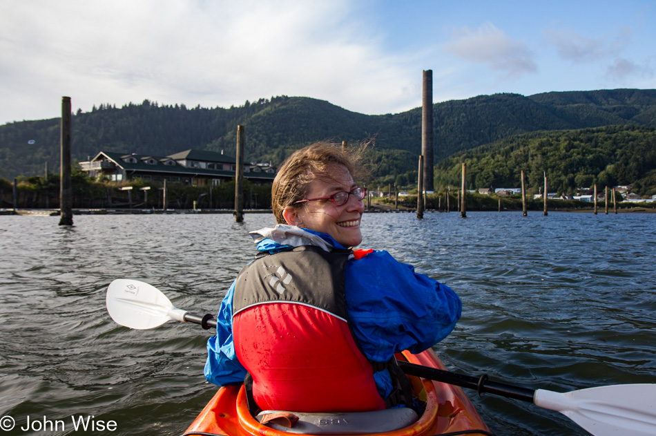 Caroline Wise kayaking in Garibaldi, Oregon